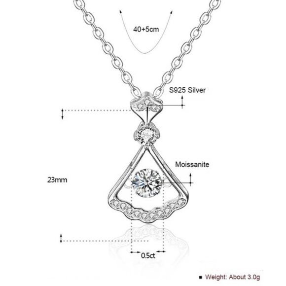 Certified 1/2 ct. t.w. Diamond Moissanite Dancing Skirt Necklace NEW - Picture 5 of 8